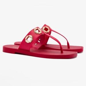 Larroude Red Sandals with Gold Accents
